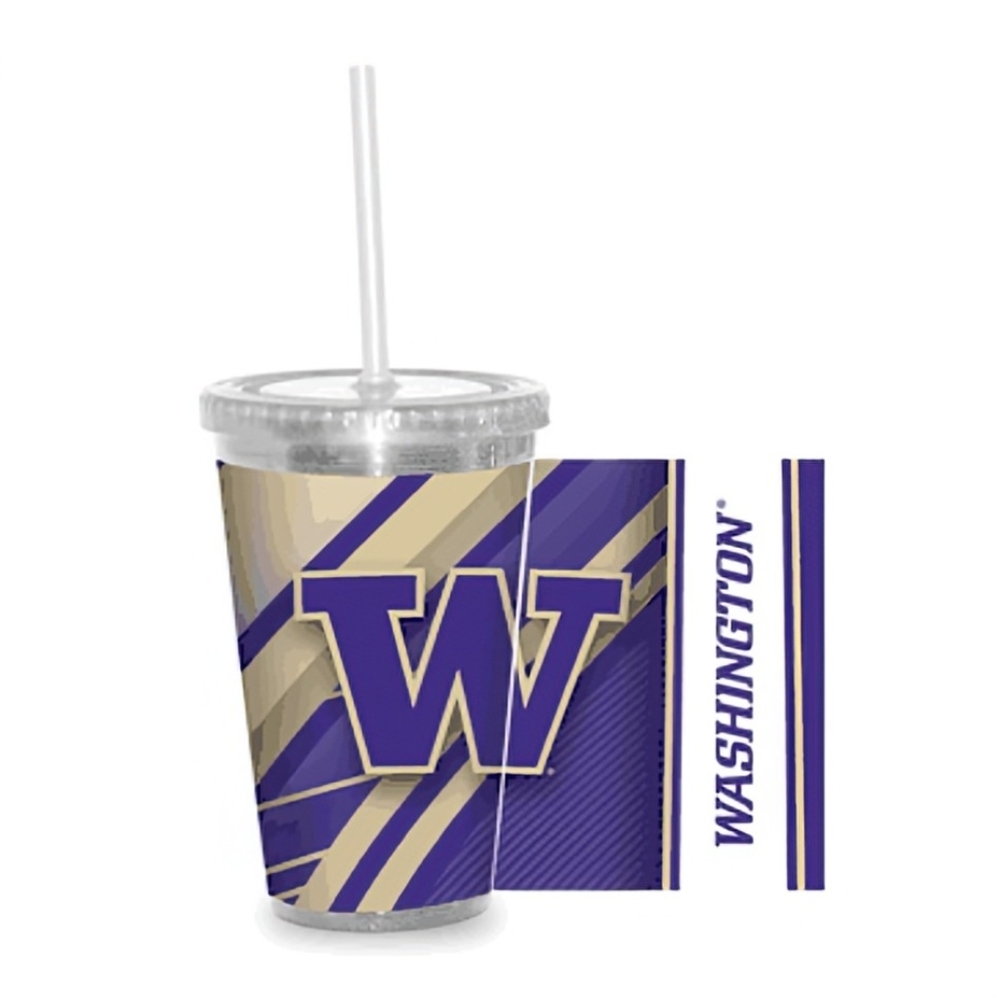 Officially Licenced NFL Washington Huskies Clear Tumbler with Straw